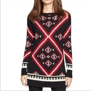 Ralph Lauren Womens Sweater Tunic Aztec Geometric Knit Pullover Long Sleeve  XL